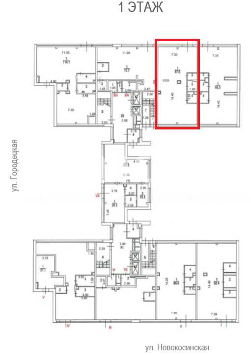 Планировка офиса 107 м², 1 этаж, ЖК «Штат 18»